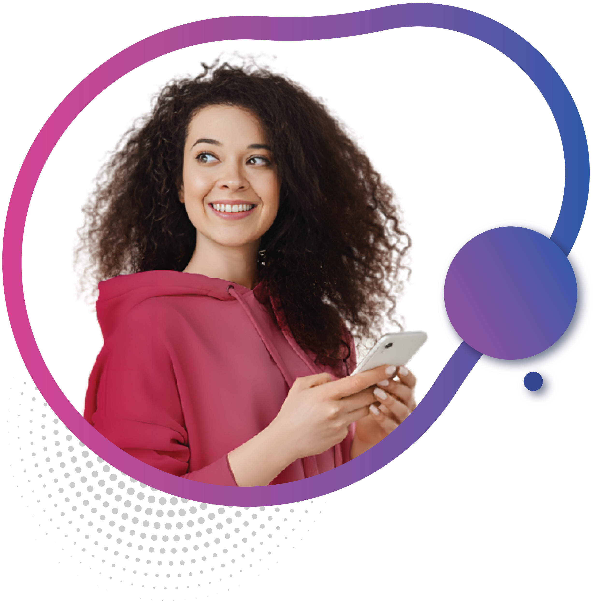 A girl holding a smartphone with a smiling face using Australia's best eSIM by Telsim